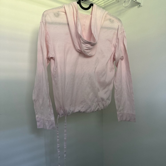 Lacoste drawstring cropped pink lightweight hoodie sport cover-up - Picture 2 of 2